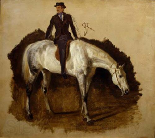 Filippo Palizzi Cavallo bianco da caccia e cavaliere